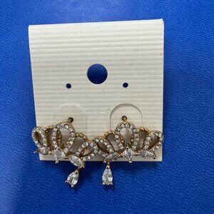 Queen Princess Crown Tiara Earrings - Rose Gold Color